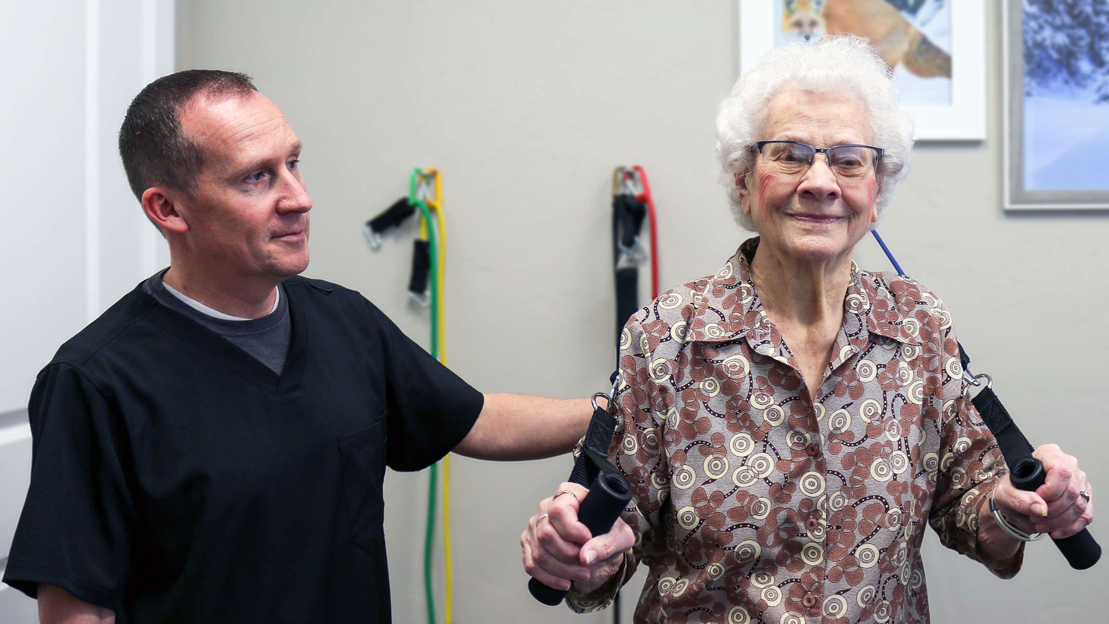 Physical therapist with patient