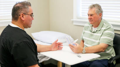 Physical therapy with a patient